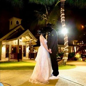 wedding dress from David’s bridal. Size 6 with bustle